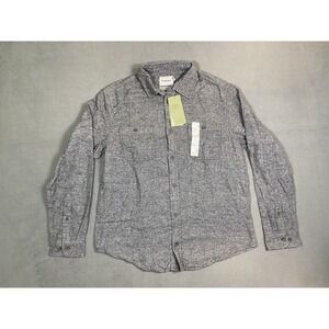 NWT Goodfellow Mid Weight Standard Fit Button Up Flannel Shirt Top Size Med Gray